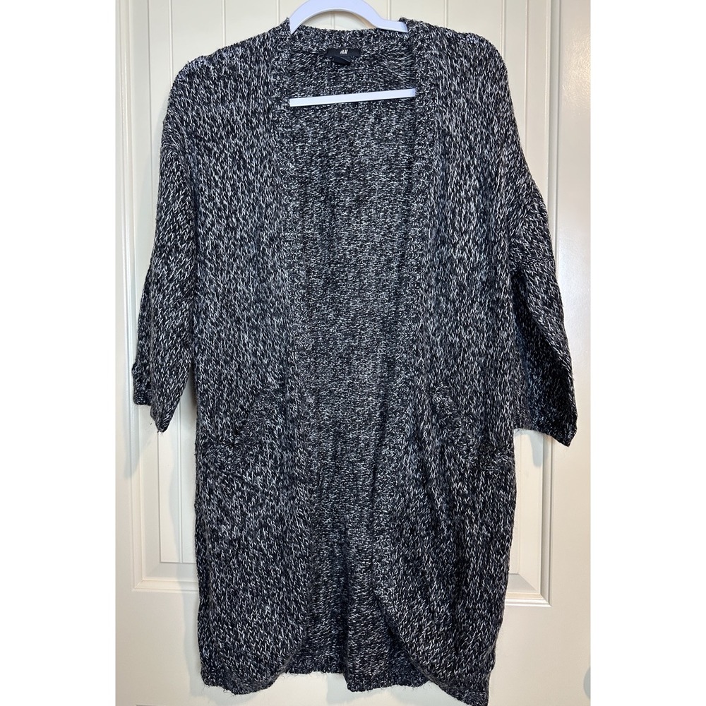 H&M Women's Acrylic Cardigan Open Front Longer Length Pockets Sz S GUC